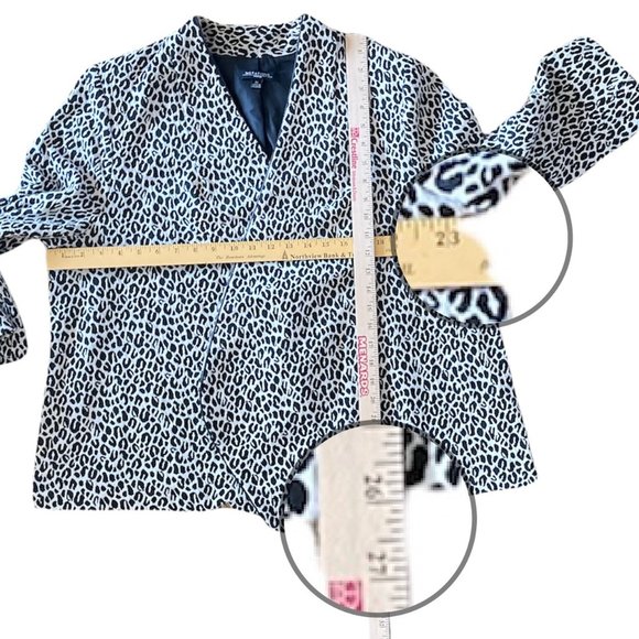 Notations Tan Black Leopard Print Open Front Waterfall Jacket Sz 2X Lined Padded - Picture 15 of 16